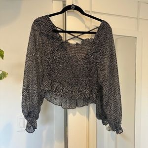 Papermoon gray and white blouse